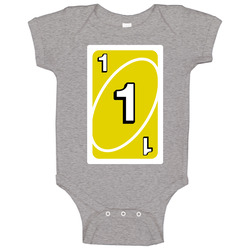 One 1 Yellow Uno Card Game Fan Halloween Fancy Dress Onesie Baby One Piece One 1 Yellow Uno Card Game Fan Halloween Fancy Dress Onesie Baby One Piece
