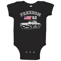 1962 Chevrolet Corvette Freedom Car Fan Worn Look Onesie Baby One Piece