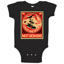 Drop Sneakers Not Bombs Shepard Fairey Onesie Baby One Piece Drop Sneakers Not Bombs Shepard Fairey Onesie Baby One Piece