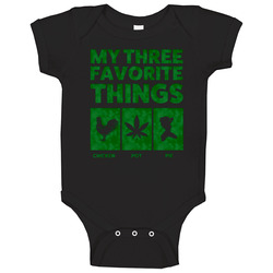 Three Favorite Things Chicken Pot Pie Weed Stoner Onesie Baby One Piece Three Favorite Things Chicken Pot Pie Weed Stoner Onesie Baby One Piece