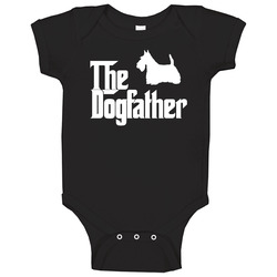 Scottish Terrier Custom Dog Breed The Dogfather Black Onesie Baby One Piece Scottish Terrier Custom Dog Breed The Dogfather Black Onesie Baby One Piece