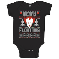 Merry Floatmas It Pennywise Ugly Christmas Sweater Look Onesie Baby One Piece Merry Floatmas It Pennywise Ugly Christmas Sweater Look Onesie Baby One Piece