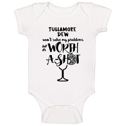 Tullamore Dew Wont Solve Probems But Worth A Shot Onesie Baby One Piece Tullamore Dew Wont Solve Probems But Worth A Shot Onesie Baby One Piece