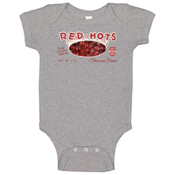 Red Hots Retro Cinammon Candy Food Worn Look Onesie Baby One Piece Red Hots Retro Cinammon Candy Food Worn Look Onesie Baby One Piece