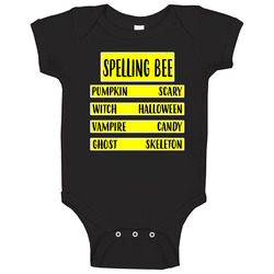 Spelling Bee Yellow Stripes Words Halloween Costume Onesie Baby One Piece Spelling Bee Yellow Stripes Words Halloween Costume Onesie Baby One Piece