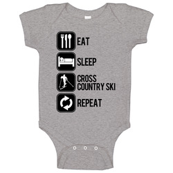 Eat Sleep Cross Country Ski Repeat Sport Silhouette Onesie Baby One Piece Eat Sleep Cross Country Ski Repeat Sport Silhouette Onesie Baby One Piece