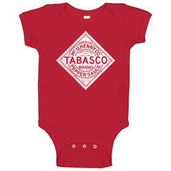 Tabasco Hot Sauce Logo Grunge Worn Vintage Look Onesie Baby One Piece Tabasco Hot Sauce Logo Grunge Worn Vintage Look Onesie Baby One Piece