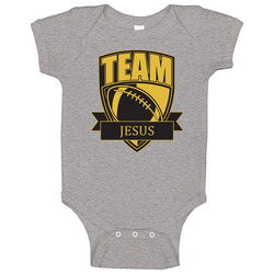 Team Jesus Last Name Football Baby One Piece Team Jesus Last Name Football Baby One Piece