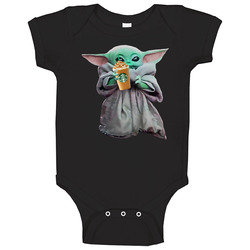 Baby Yoda The Child Mandalorian Starbucks Frappuccino Drink Baby One Piece Baby Yoda The Child Mandalorian Starbucks Frappuccino Drink Baby One Piece