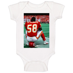 Derrick Thomas Watching Us Sitting On Helmet Baby One Piece Derrick Thomas Watching Us Sitting On Helmet Baby One Piece
