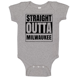 Straight Outta Milwaukee Wisconsin City Grunge Parody Baseball Raglan Baby One Piece Straight Outta Milwaukee Wisconsin City Grunge Parody Baseball Raglan Baby One Piece