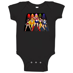 Sailor Moon Cartoon Anime Black Baby One Piece