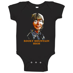 John Denver Rocky Mountain Country Folk Music Black Baby One Piece John Denver Rocky Mountain Country Folk Music Black Baby One Piece