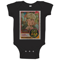Johnny Lawrence Karate Vintage Retro Sports Trading Card Distressed Look Baby One Piece Johnny Lawrence Karate Vintage Retro Sports Trading Card Distressed Look Baby One Piece