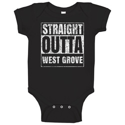 Straight Outta West Grove Distressed Look City Grunge Cool Baby One Piece Straight Outta West Grove Distressed Look City Grunge Cool Baby One Piece