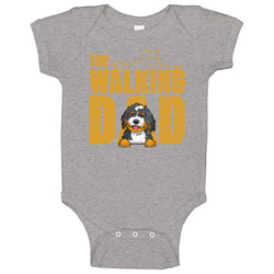 Bernedoodle Walking Dad Father's Day Worn Look Baby One Piece Bernedoodle Walking Dad Father's Day Worn Look Baby One Piece