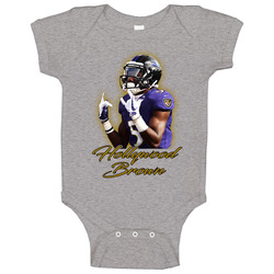 Marquise Brown Hollywood Brown Baltimore Football Fan Baby One Piece Marquise Brown Hollywood Brown Baltimore Football Fan Baby One Piece
