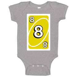 Eight 8 Yellow Uno Card Game Fan Halloween Fancy Dress Baby One Piece Eight 8 Yellow Uno Card Game Fan Halloween Fancy Dress Baby One Piece