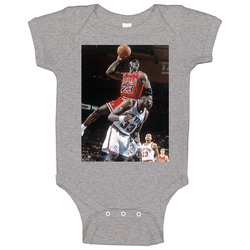 Jordan Dunking On Ewing Old School Basketball Legends Baby One Piece