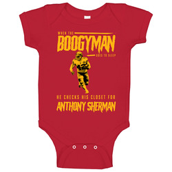 Boogeyman Checks For Anthony Sherman Kansas City Chiefs Football Baby One Piece Boogeyman Checks For Anthony Sherman Kansas City Chiefs Football Baby One Piece