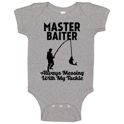 Master Baiter Always Messing With My Tackle Fishing Angling Baby One Piece Master Baiter Always Messing With My Tackle Fishing Angling Baby One Piece