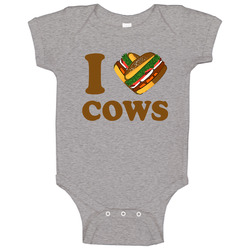 Funny I Heart Luv Love Burgers Cows Baby One Piece Funny I Heart Luv Love Burgers Cows Baby One Piece