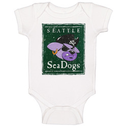 Seattle Seadogs Continental Indoor Soccer League Retro Team Logo Baby One Piece Seattle Seadogs Continental Indoor Soccer League Retro Team Logo Baby One Piece