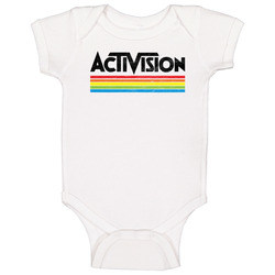 Activision Retro Rainbow Logo Gamer Fan Vintage Grunge Look Baby One Piece Activision Retro Rainbow Logo Gamer Fan Vintage Grunge Look Baby One Piece