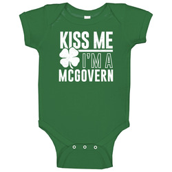 Mcgovern Kiss Me Im Irish Parody Custom Last Name St Patricks Day Baby One Piece Mcgovern Kiss Me Im Irish Parody Custom Last Name St Patricks Day Baby One Piece