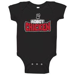 Robot Chicken Tv Show Logo Black Baby One Piece Robot Chicken Tv Show Logo Black Baby One Piece