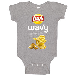 Lay's Wavy Roasted Garlic And Sea Salt Potato Chips Bag Costume Baby One Piece Lay's Wavy Roasted Garlic And Sea Salt Potato Chips Bag Costume Baby One Piece
