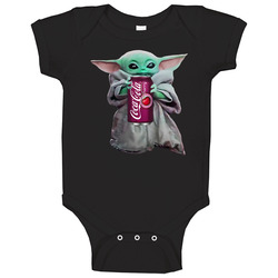 Baby Yoda The Child Mandalorian Cherry Coca-cola Coke Soda Pop Drink Baby One Piece Baby Yoda The Child Mandalorian Cherry Coca-cola Coke Soda Pop Drink Baby One Piece