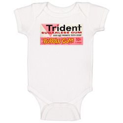 Trident Sugarless Bubble Gum Retro Candy Wrapper Logo Vintage Worn Look Baby One Piece Trident Sugarless Bubble Gum Retro Candy Wrapper Logo Vintage Worn Look Baby One Piece