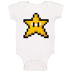 Mario Invincible Gold Star Video Game Baby One Piece Mario Invincible Gold Star Video Game Baby One Piece