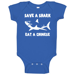 Save A Shark Eat A Chinese Funny Nationality Baby One Piece Save A Shark Eat A Chinese Funny Nationality Baby One Piece