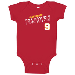 Aleksandar Trajkovski 9 North Macedonia Soccer Team Player Baby One Piece Aleksandar Trajkovski 9 North Macedonia Soccer Team Player Baby One Piece