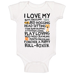 Bull-boxer I Love My Dog Breed Funny Custom Family Pet Lover Unisex Baby One Piece Bull-boxer I Love My Dog Breed Funny Custom Family Pet Lover Unisex Baby One Piece