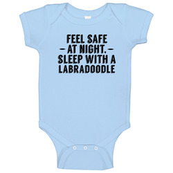 Feel Safe Sleep With A Labradoodle Funny Animal Baby One Piece Feel Safe Sleep With A Labradoodle Funny Animal Baby One Piece