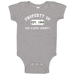 Property Of Uss Floyd County Established 1944 Us Navy Baby One Piece Property Of Uss Floyd County Established 1944 Us Navy Baby One Piece