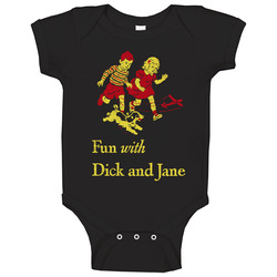 Fun With Dick And Jane Retro Grunge Look Book Cover Baby One Piece Fun With Dick And Jane Retro Grunge Look Book Cover Baby One Piece
