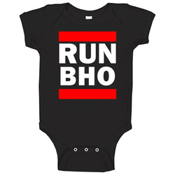 Run Bho India      Funny Graphic Patriotic Parody Black Baby One Piece
