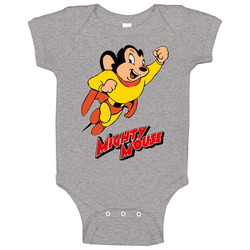 Mighty Mouse Classic Cartoon T Shirt - Brown Baby One Piece Mighty Mouse Classic Cartoon T Shirt - Brown Baby One Piece