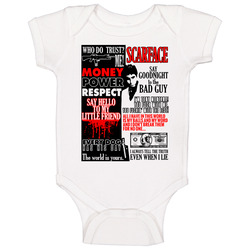 Scarface Al Pacino Tony Montana Quotes Movie Poster Mashup Fan Baby One Piece
