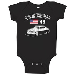 1949 Mercury Coupe Freedom Car Fan Worn Look Baby One Piece 1949 Mercury Coupe Freedom Car Fan Worn Look Baby One Piece