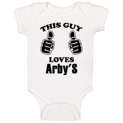 This Guy Loves Arbys Funny Food Baby One Piece This Guy Loves Arbys Funny Food Baby One Piece