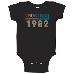 1982 Vintage Limited Edition Cassette Tape Birth Year Baby One Piece