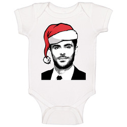 Zac Efron Santa  Christmas Baby One Piece