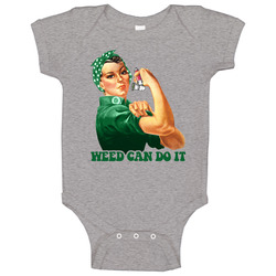 Rosie The Riveter Weed Can Do It Cannabis Weed Parody Baby One Piece Rosie The Riveter Weed Can Do It Cannabis Weed Parody Baby One Piece