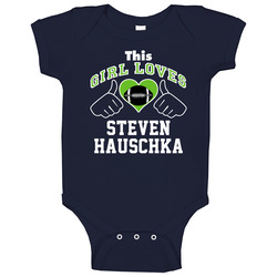 This Girl Loves Steven Hauschka Seattle Football Player Sports Fan Heart Baby One Piece