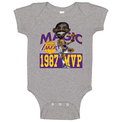 Magic Johnson 1987 Mvp Retro Basketball Caricature Baby One Piece Magic Johnson 1987 Mvp Retro Basketball Caricature Baby One Piece